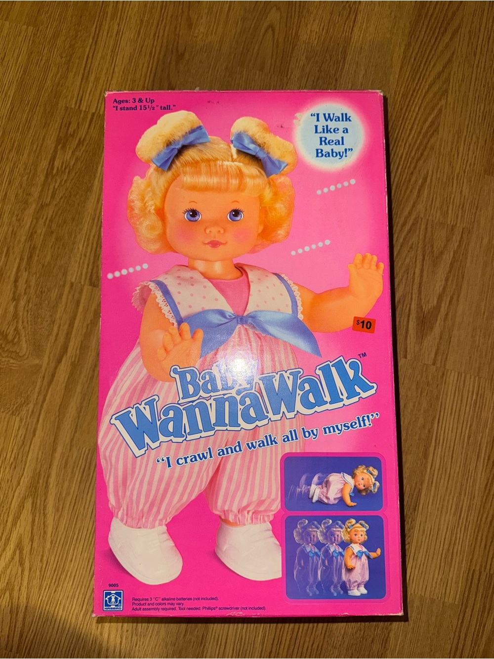 Vintage 1991 Hasbro Baby Wanna Walk baby doll